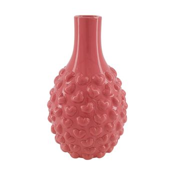 Vase hearts ceramic 21.5x21.5x35.5cm Dark pink