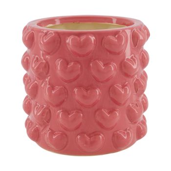 Planter hearts ceramic 16x16x15cm Dark pink