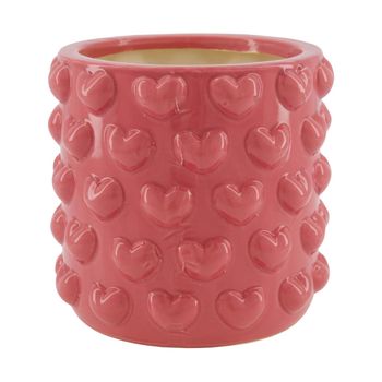 Planter hearts ceramic 18x18x17cm Dark pink