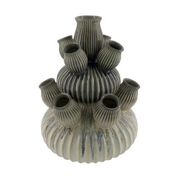 Vase ceramic 30x30x42cm White/Grey