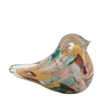 Bird glass 12x6x7cm Orange/White