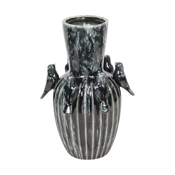 Vase Keramik 26.5x26.5x38cm Distress Schwarz