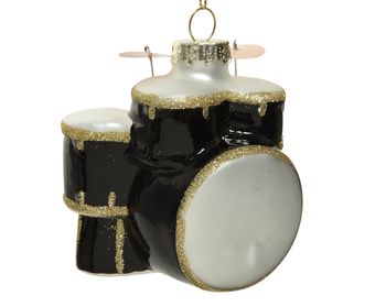 Anhänger Ornament Schlagzeug Glas schwarz L.6cm B.8.5cm H.8cm