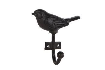 Wandhaak "Bird" zwart metaal 11x11x5cm