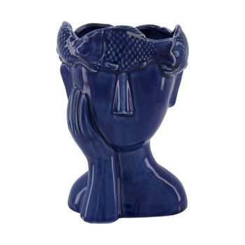 Vase face porcelain 16x15.8x23.3cm Blue