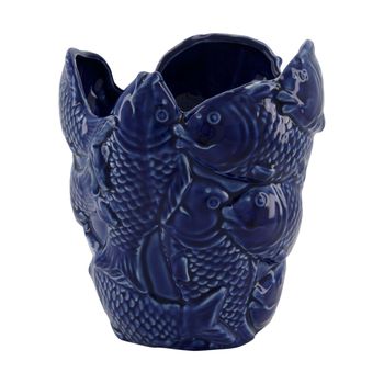 Planter fish porcelain 19x18.5x22.2cm Blue