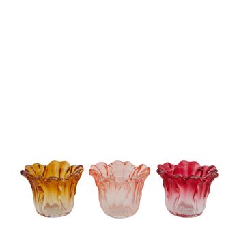 Candle holder glass 10.5x10.5x7.5cm Mixed