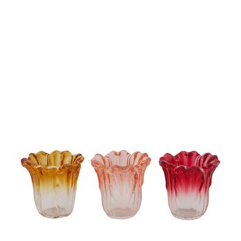 Candle holder glass 11x11x11cm Mixed