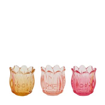 Candle holder glass 6.5x6.5x6.5cm Mixed