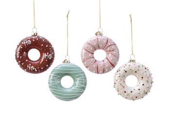 Anhänger Donut Glas mattiert Farben 4 sortiert 2.5x8x8.5cm