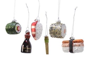 Hanger Sushi glas matte kleuren 6 assortie 3,3x6,5x4,7cm