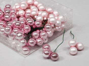 cb. 144 glasballen/wire powder pink combi 20mm