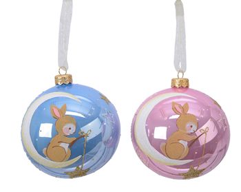 Tube a 1 gl baby bauble rabbit 2cls NL assorted dia10cm