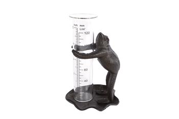 Regenmeter "Frog" zwart metaal 9,5x9,5x14,5cm