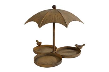 Vogelvoeder "Umbrella" 3 bakjes roest metaal 22x22x19,5cm