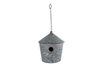 Vogelhuisje "Ids" XL grijs half rond zink 22x12x25cm