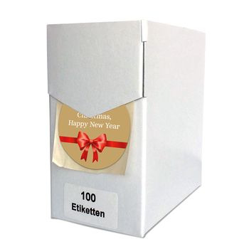 Rol a 100 stickers - Merry Christmas, Happy New Year - Goud