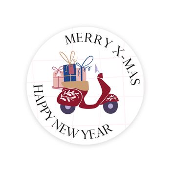 Rol a 100 stickers - Christmas - Merry X-mas Happy new year