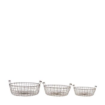 Iron basket round 39x17 S/3 Grey