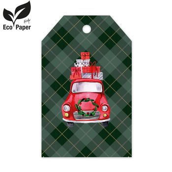 Packung mit 20 Karten - Traditionell grün mit rotem Auto - Eco