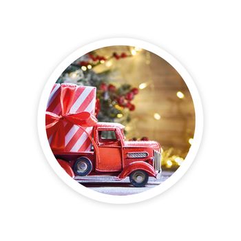 Rol a 100 stickers - Christmas - Blanco truck