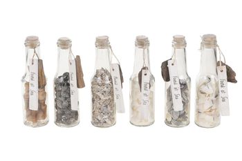 Glass bottle with shell and label 16.5x5x5cm 1pc Mixed