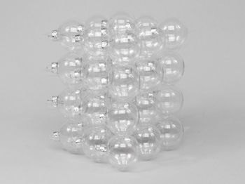 cb. 36 glassballs/cap clear 57 mm