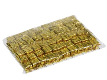 pb. 60 Geschenkboxen Folie auf Plektrum hellgold 25x25mm