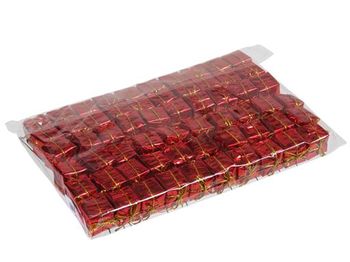 pb. 60 giftboxes foil on pick red 25x25mm