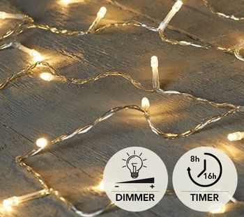 PREMIUM LED 120L/12M LED WARM WIT - 10M AANLOOPSNOER TRANSPA