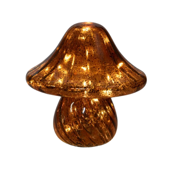 PADDENSTOEL GLAS LED OP BATTERIJ MET TIMER 19X19CM MERCURY BRUIN