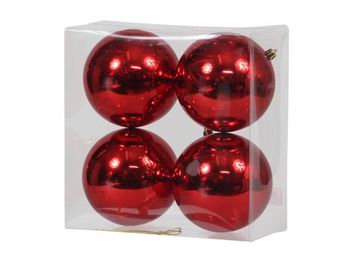 cb. 4 plastic balls red shiny 120 mm