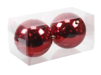 cb. 2 plastic balls red shiny 150 mm
