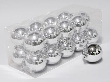 cb. 20 plastic balls silver shiny 80 mm