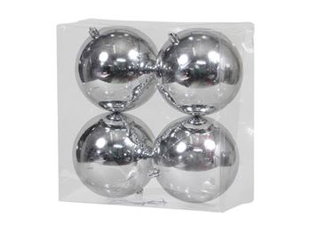 cb. 4 plastic balls silver shiny 120 mm