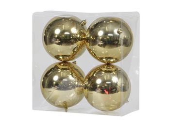 cb. 4 plastic balls gold shiny 120 mm