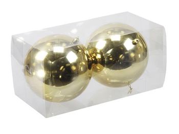 cb. 2 plastic balls gold shiny 150 mm