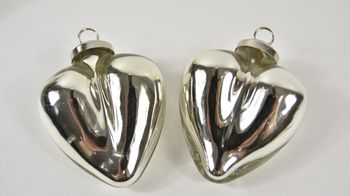 cb. 2 glasshearts shiny/cap silver 85 mm
