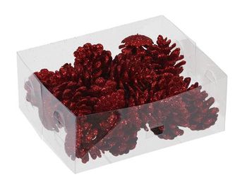 PET 24 glitter cones/loose red 4,5cm