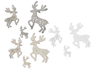 cb. 15 wooden deers/loose 3ass natural/grey/white 3/5/7cm