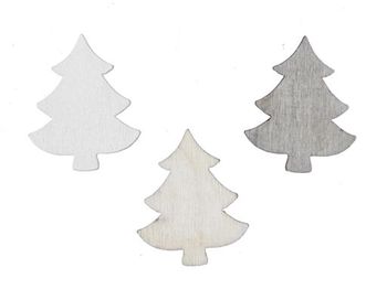 pb. 60 Holzbäume/los weiß/natürlich/grau 3 cm