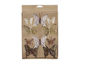 w/b. 10 butterflies/clip 4 assorted brown/gold assorted