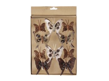 w/b. 10 butterflies/clip 4 assorted brown assorted
