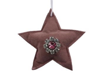 pb. 4 fabric stars/hanging pink 11 cm