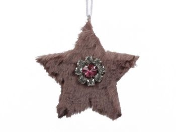 pb. 6 fabric stars/hanging pink 9,5 cm