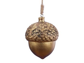 pb. 1 wooden acorn/hanging gold 12 cm