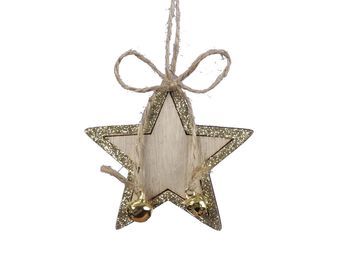 pb. 8 wooden stars/hanging gold 6 cm