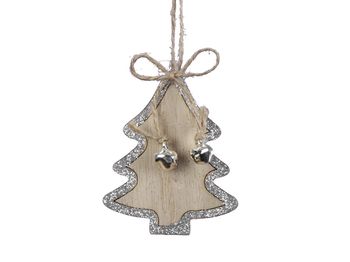 pb. 8 wooden trees/hanging silver 5,5x7 cm