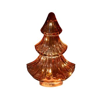 KERSTBOOMPJE GLAS 10LED 3XAAA BATTERIJ MET TIMER 15.5X9.5XH24CM  BORDEAUX