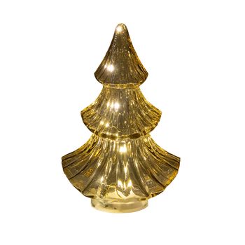 KERSTBOOMPJE GLAS 10LED 3XAAA BATTERIJ MET TIMER 15.5X9.5XH24CM AMBER